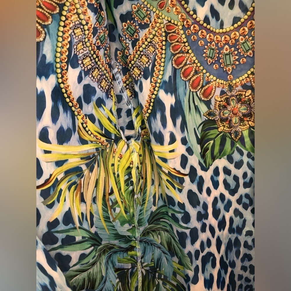 Vibrant Blue Animal Print Kaftan - Picture 10 of 16